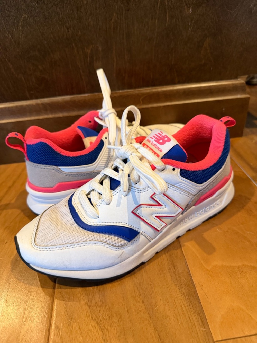 New Balance White, Blue & Pink Girls' Athletic Sneakers